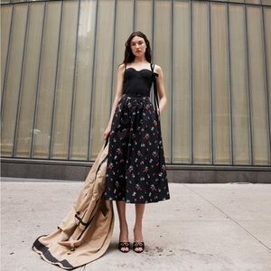 Hill House Taffeta Black Floral/Ikat Krista Skirt— Womens Small